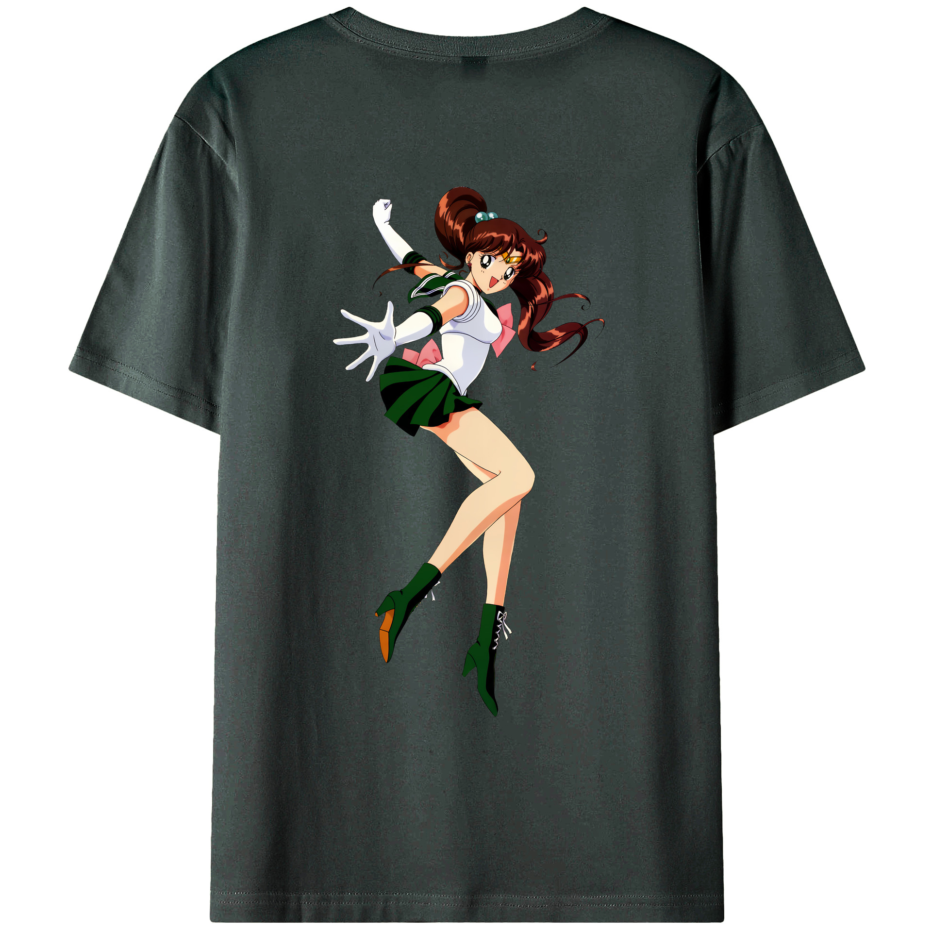 （画像用） 美少女戦士セーラームーン 木野 まこと きの まこと Sailor Moon Kino Makoto （セーラージュピター；Sailor Jupiter） 綿100％ メンズ半袖Tシャツ（バックプリント） 通気性